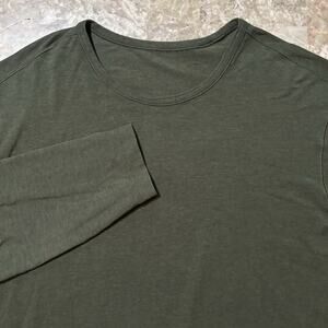 Lululemon Shirt Mens 2XL Green 5 Year Basic Tee Long Sleeve Stretch Gym Yoga